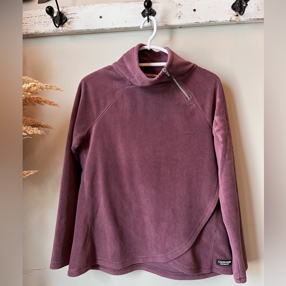 Calvin Klein Women's Plum Cowl Neck 1/4 zip fleece